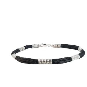HC3305-White Gold and Black Nazar String