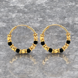 Faceted Ball & Black Bead Hoops(No.44)