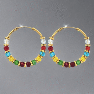 Fancy Colour Bead Hoops(No.13)
