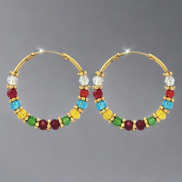 Fancy Colour Bead Hoops(No.13)