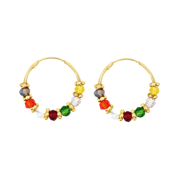 Colour Bead Hoop Earrings(No.13)