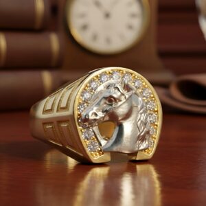 Cubic Zirconia Horse Gents Ring