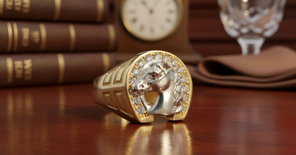 Cubic Zirconia Horse Gents Ring