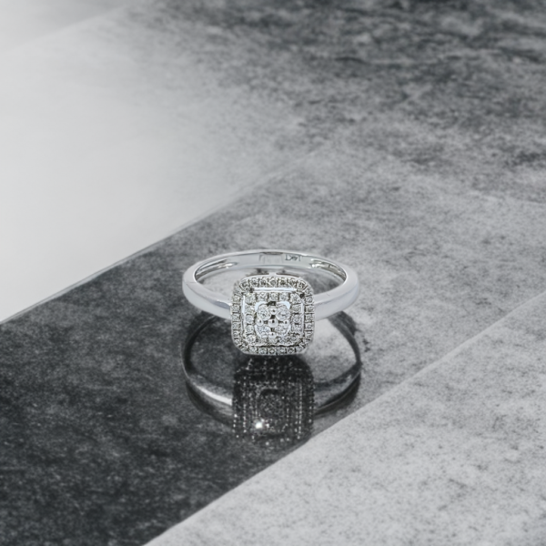 Ladies White Gold Diamond Cluster Ring