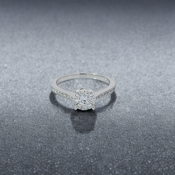 Ladies White Gold Diamond Cluster Ring