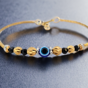 Black Bead Evil Eye Bracelet.