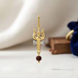 Two Tone Thrishul with Rudraksha Bead