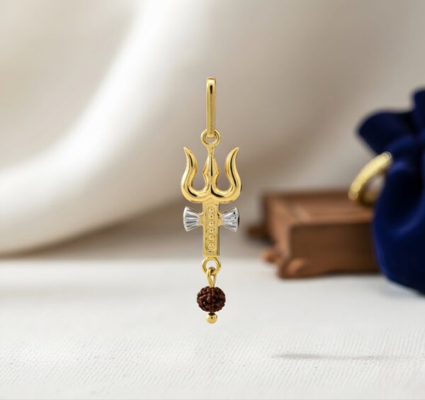 Two Tone Thrishul with Rudraksha Bead