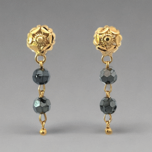 Faceted Grey Bead Drop Earrings(No.26)