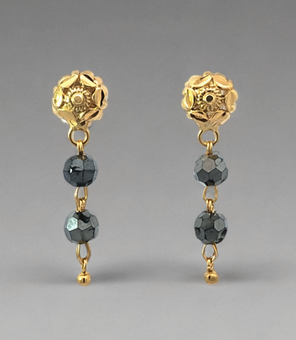 Grey Bead Drop Earrings