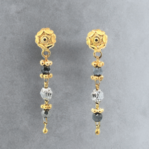Faceted Two-Tone Grey Bead Drop Earrings(No.50)
