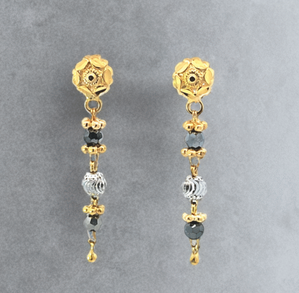 Grey Bead Two-Tone Drop Earrings