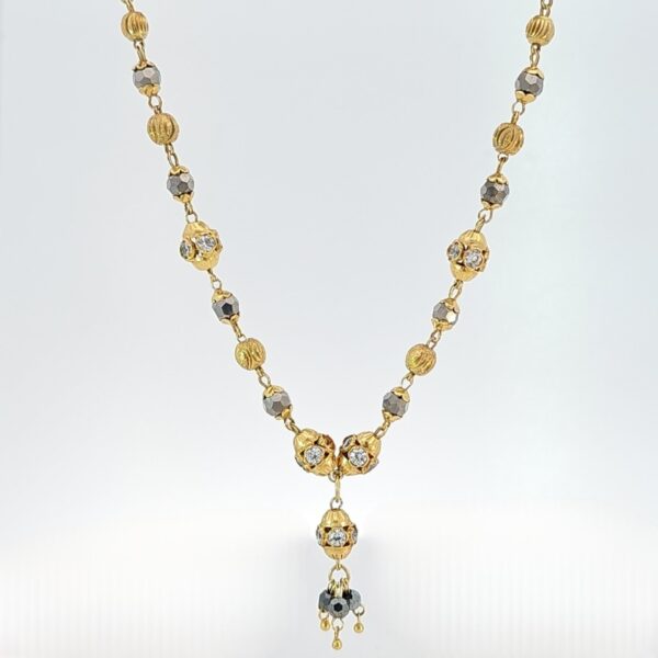 Grey Bead Two-Tone Mangalsutra with Cubic Zirconia