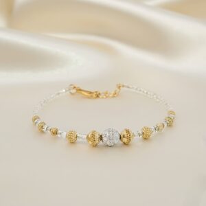 Elegant Clear Bead Two-Tone Bracelet