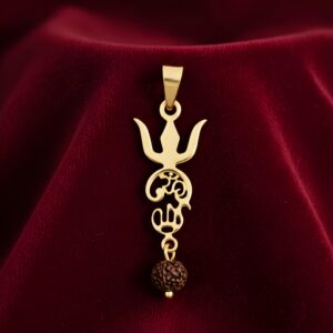Thrishul Tamil Aum Pendant With Rudraksha Drop