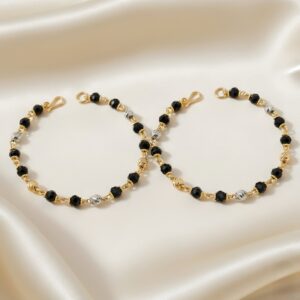 Exclusive Black Bead Two-Tone Baby Mangalsutra Handchain