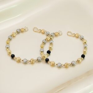 Exquisite Black Bead Two-Tone Baby Mangalsutra Handchain