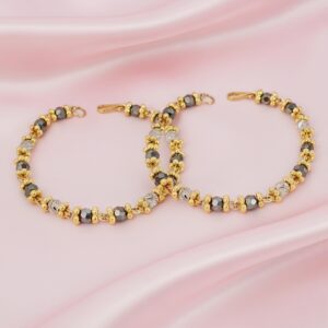 Timeless Grey Bead Two-Tone Baby Mangalsutra Handchain