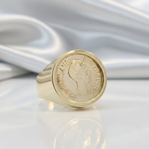 Polished Pesso Coin Gents Ring