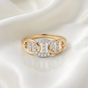 Sophisticated Two-Tone Link  Diamond Ring