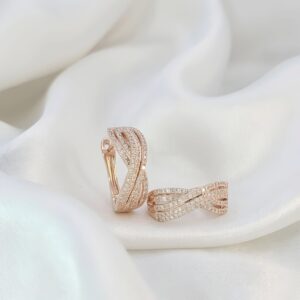 Radiant Rose Gold Diamond Huggies