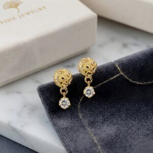 stunning flower & Cubic Zirconia Drop Studs