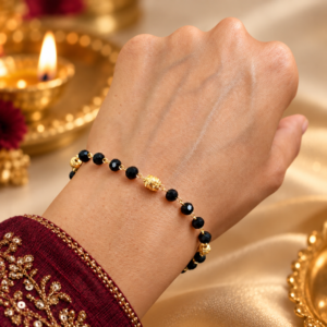 Graceful Black Bead Mangalsutra Handchain