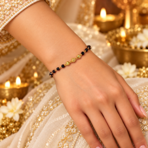 Refined Black Bead Mangalsutra Handchain
